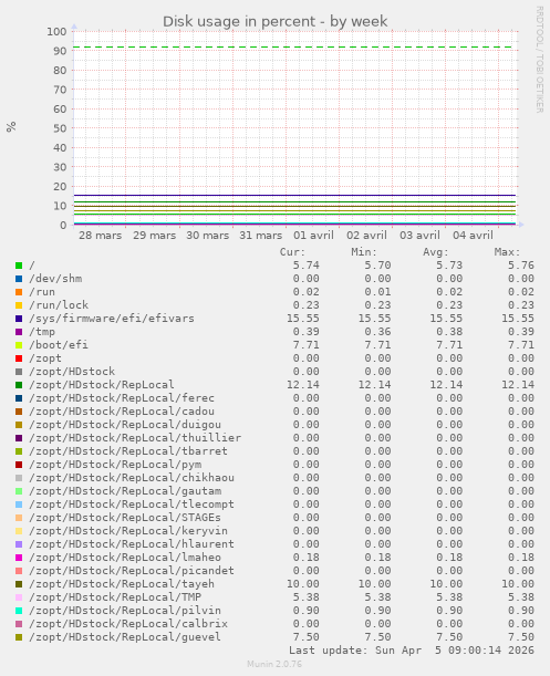 Disk usage in percent